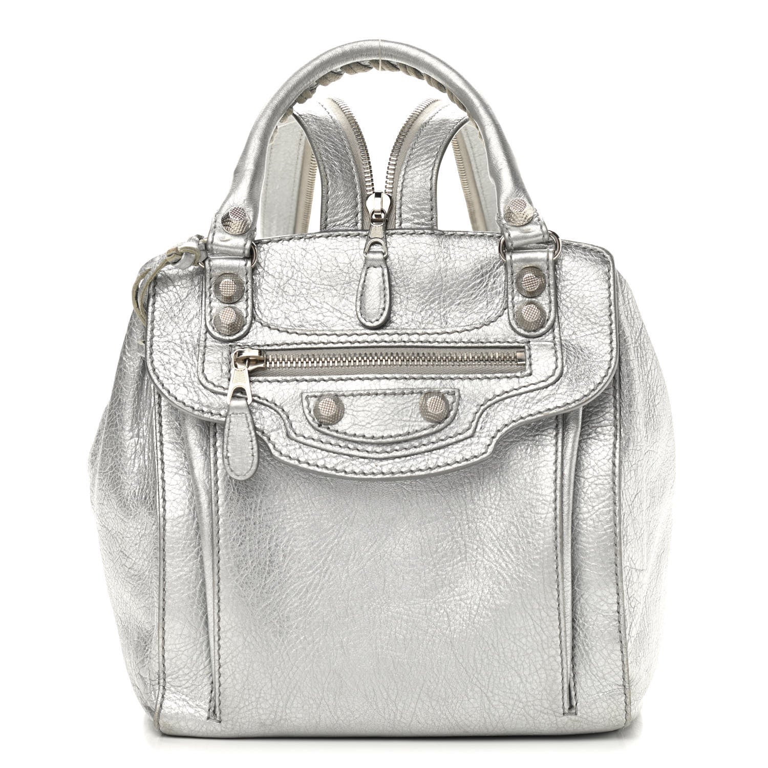 Balenciaga Metallic Agneau Giant 12 Silver Hardware Traveler Convertible Backpack Gris Aluminum 3 of 12