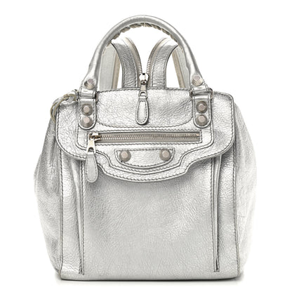 Balenciaga Metallic Agneau Giant 12 Silver Hardware Traveler Convertible Backpack Gris Aluminum 3 of 12