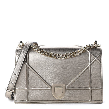 Christian Dior Metallic Grained Calfskin Medium Diorama Flap Bag Gold 1 of 10