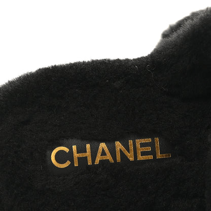 Chanel Shearling CC Flat Mules 36 Black 7 of 11