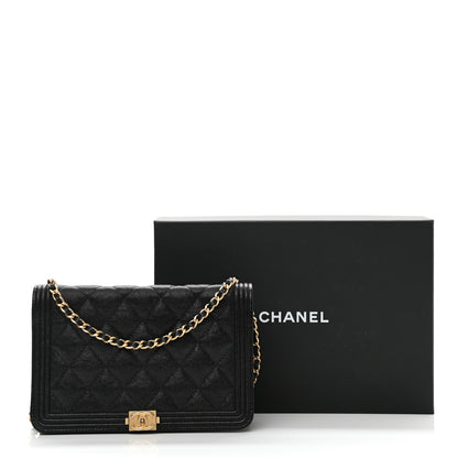 Chanel Caviar Quilted Boy Wallet On Chain WOC Black 12 of 12