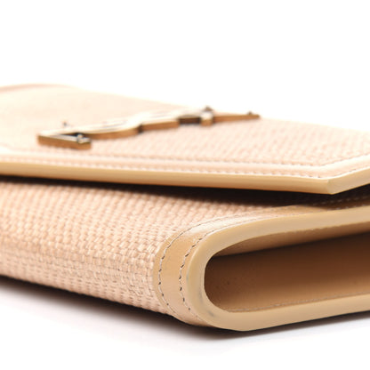 Saint Laurent Micro Raffia Monogram Uptown Chain Wallet Natural Hay Blush 9 of 13