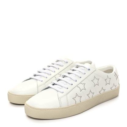 Saint Laurent Calfskin Studded Star Court Sneakers 41 White 3 of 9