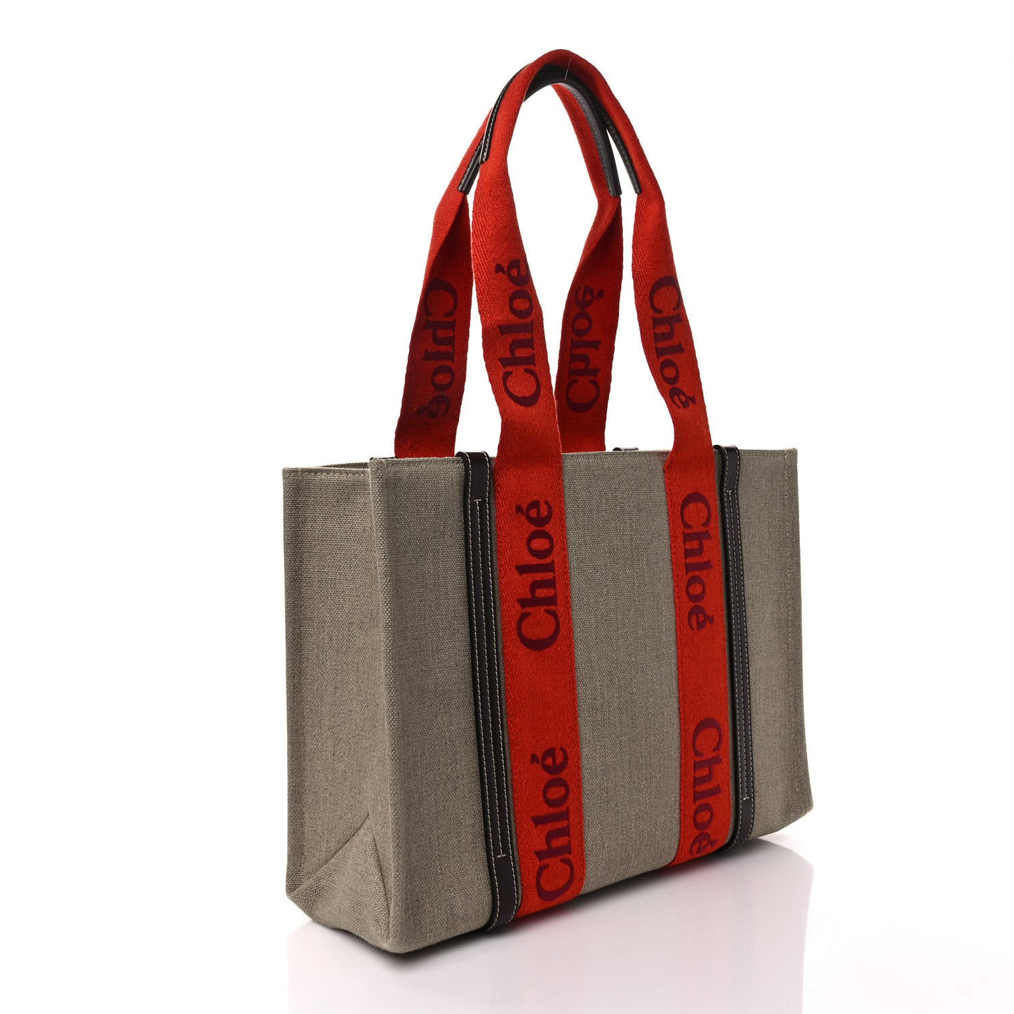 Cotton Calfskin Medium Woody Ribbon Tote Orange