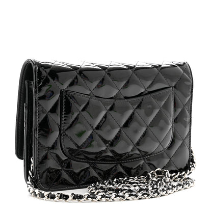 Chanel Patent Quilted Wallet On Chain WOC Black 3 of 12