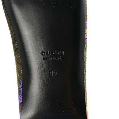 Gucci Sepang Flora Faded Canvas GG Marmont Ballerina Flats 39 Dark Green 7 of 10