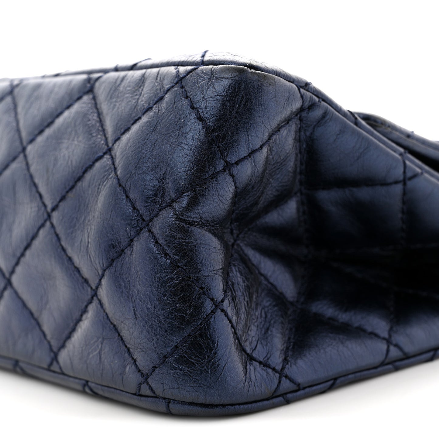 Metallic Aged Calfskin Quilted 2.55 Reissue 226 Flap Dark Navy Blue