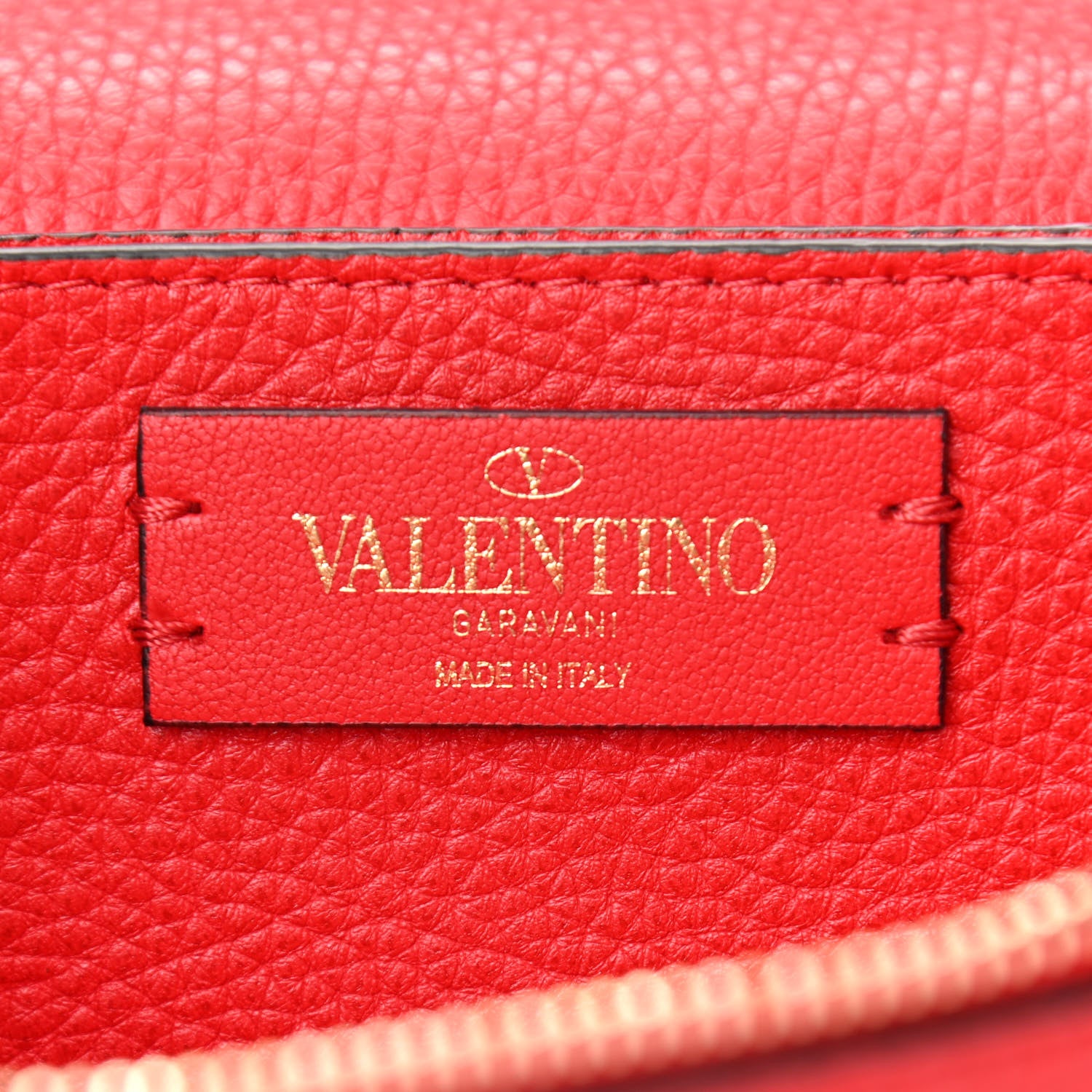 Valentino Garavani Pebbled Calfskin Rockstud Flap Wallet On Chain Rouge Pur 6 of 9