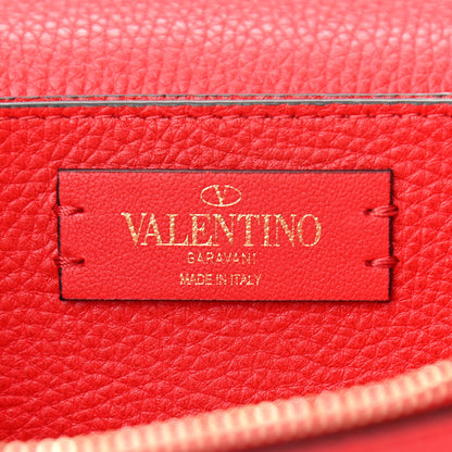 Valentino Garavani Pebbled Calfskin Rockstud Flap Wallet On Chain Rouge Pur 6 of 9