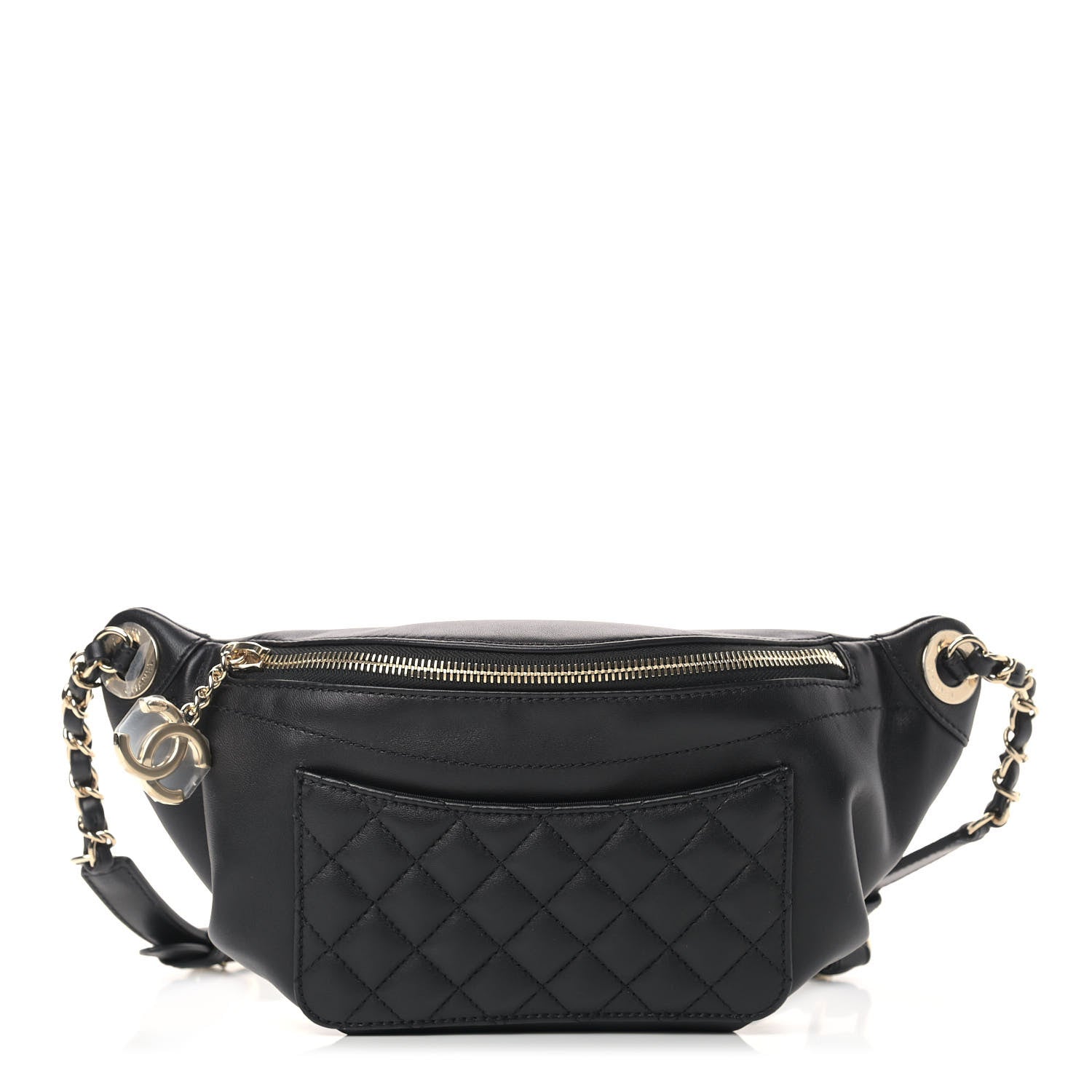 Chanel Lambskin Quilted Waist Bag Fanny Pack Black 1 of 10