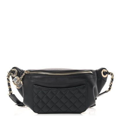 Chanel Lambskin Quilted Waist Bag Fanny Pack Black 1 of 10