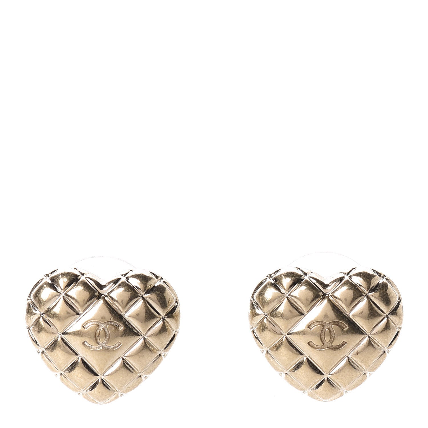 Chanel Quilted CC Heart Earrings Gold 1 of 5