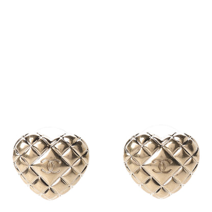 Chanel Quilted CC Heart Earrings Gold 1 of 5