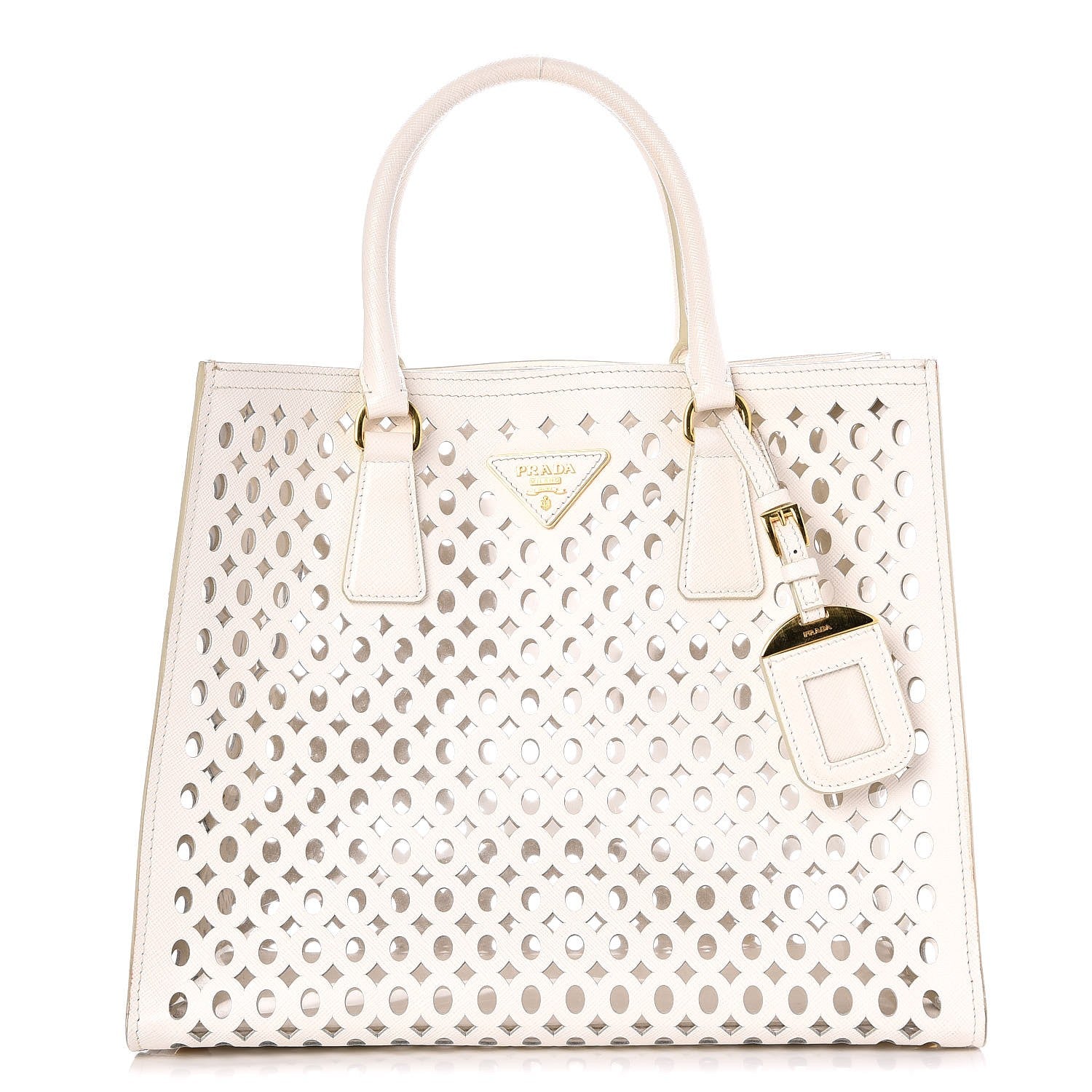 Prada Saffiano Perforated Tote Talco 1 of 14