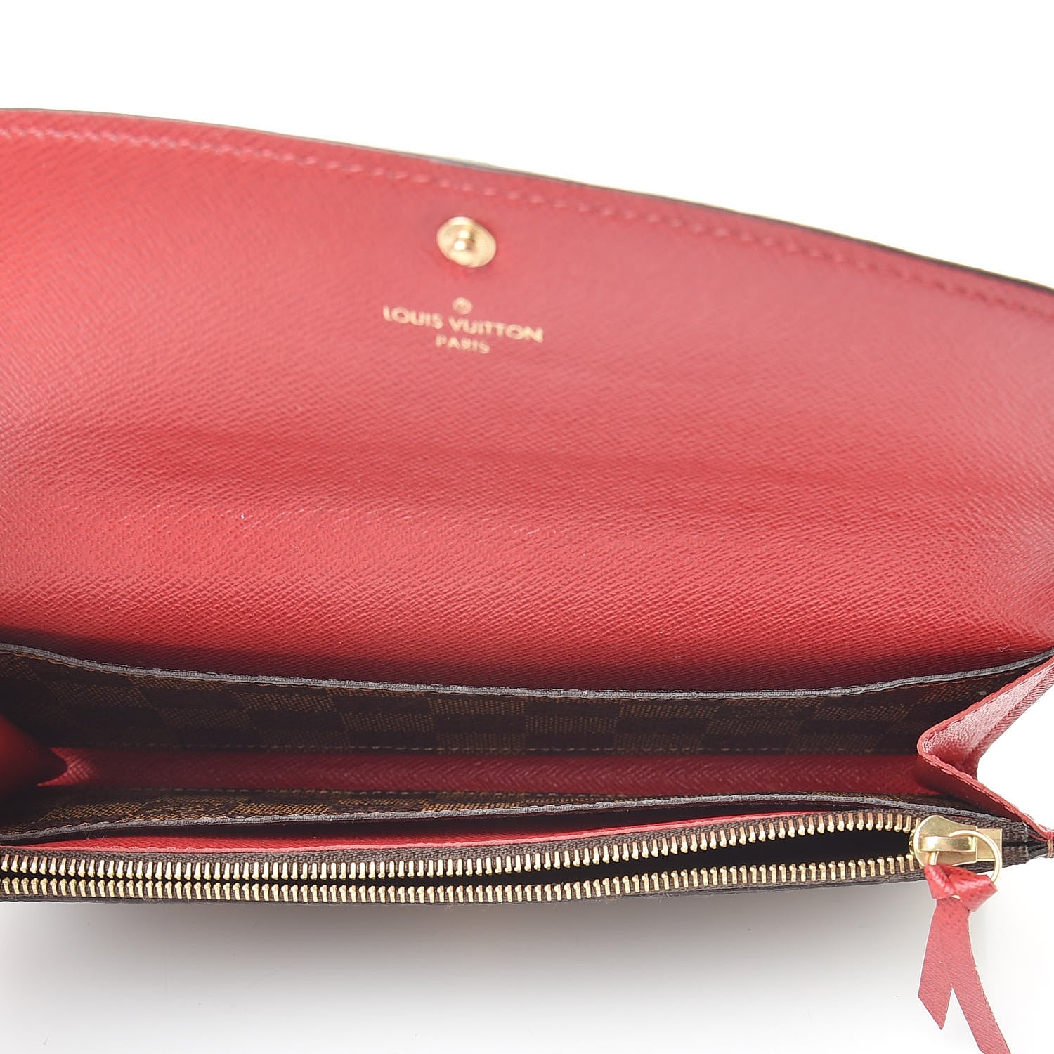Louis Vuitton Damier Ebene Emilie Wallet Red 5 of 8