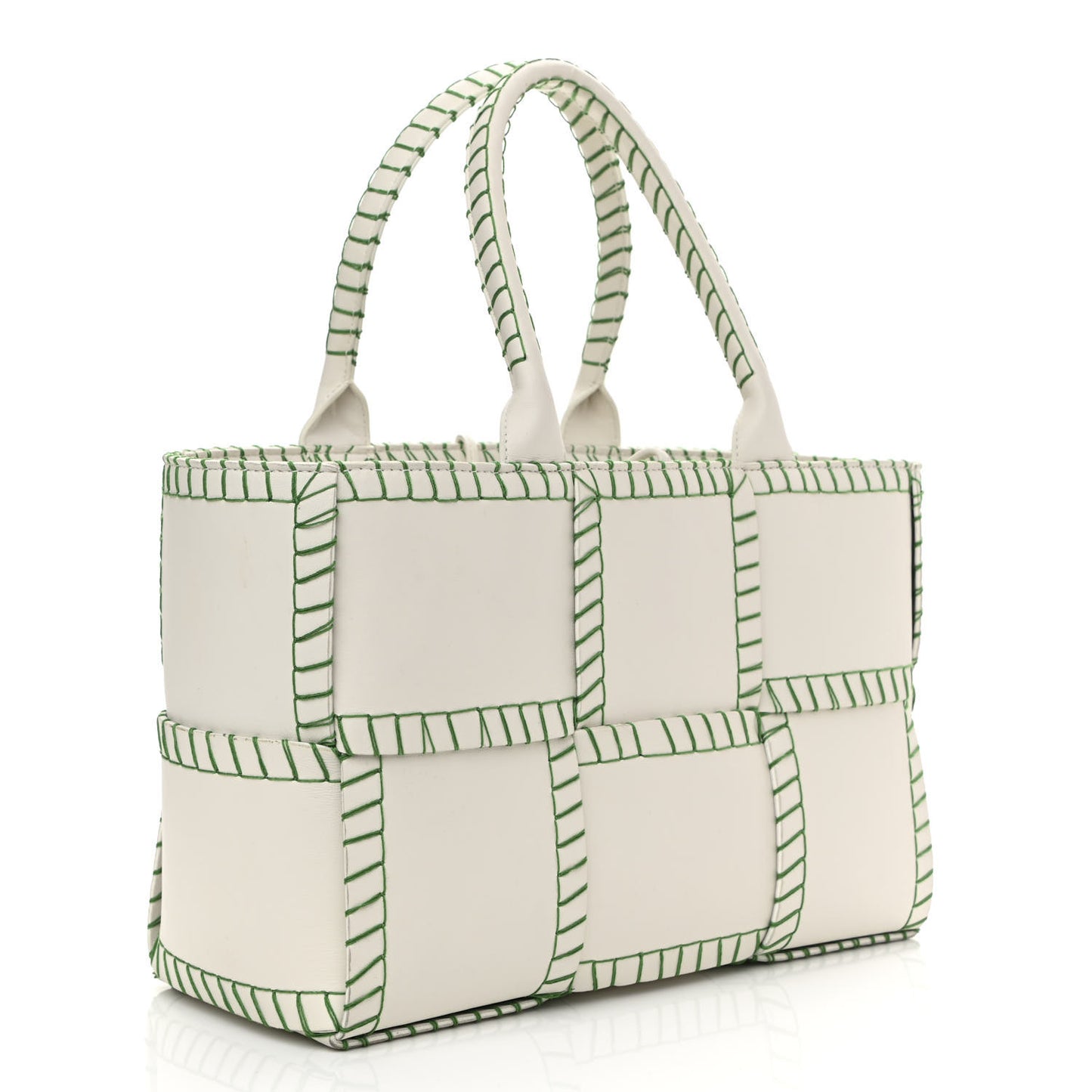 Nappa Maxi Intrecciato Overlock Stitched Small Arco Tote White Parakeet