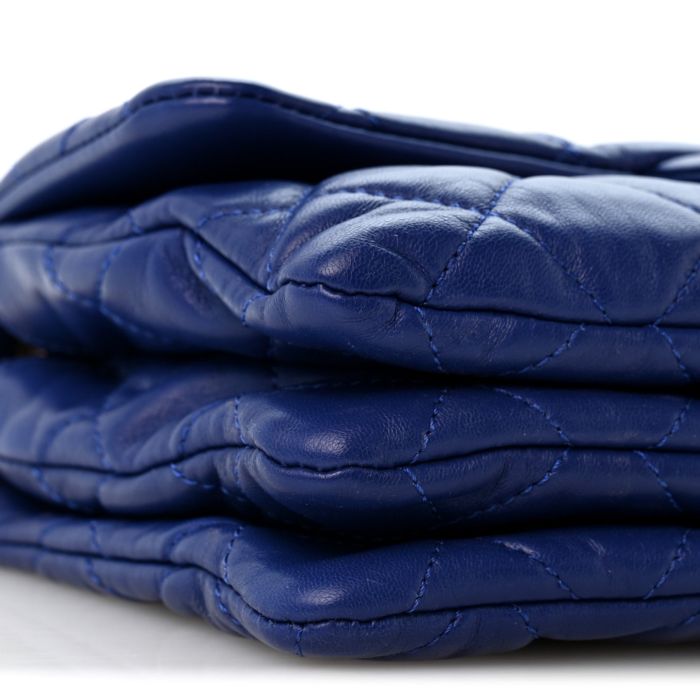 Lambskin Quilted Small Pillow Crush Flap Blue