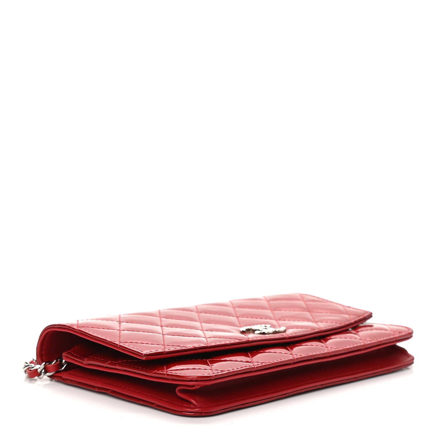 Chanel Patent Quilted Brilliant Wallet On Chain WOC Red 4 of 12