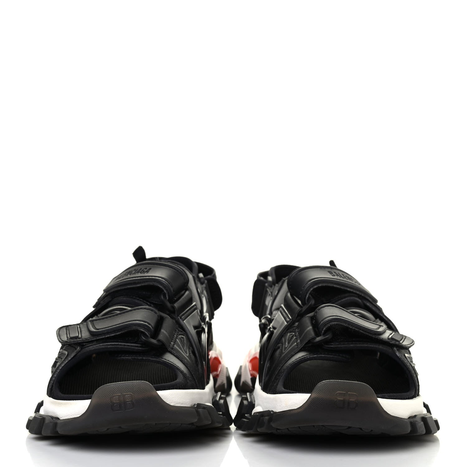Balenciaga Neoprene Rubber Clear Sole Mens Track Sandals 44 Black White Red 2 of 4