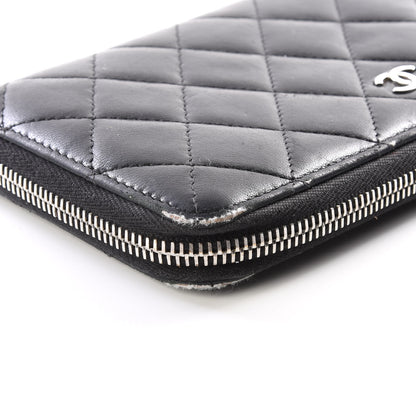 Chanel Lambskin Quilted Large Gusset Zip Around Wallet Black 7 of 12