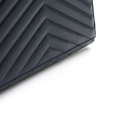 Saint Laurent Lambskin Matelasse Chevron Monogram Cassandre Flap Pouch Navy 8 of 8