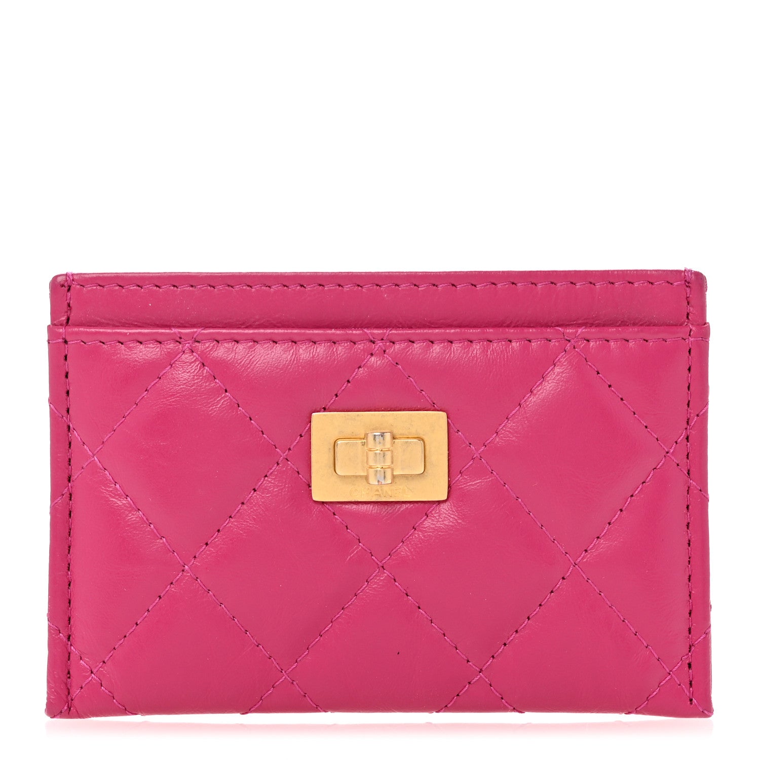 Chanel Aged Calfskin Quilted Reissue Card Holder Fuchsia 1 of 10