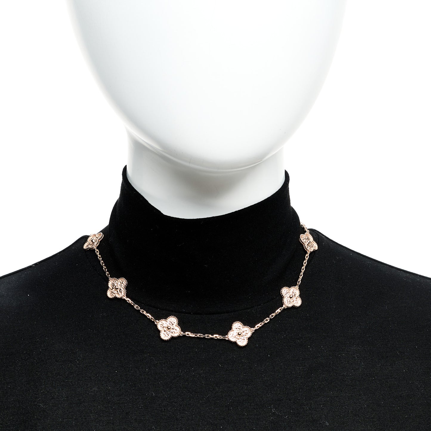 18K Rose Gold 10 Motifs Vintage Alhambra Necklace