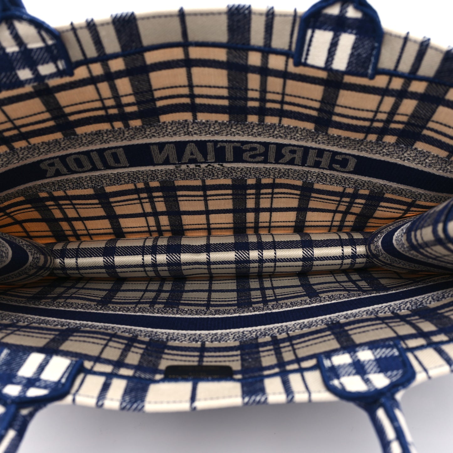 Canvas Embroidered Large Check'n'Dior Book Tote Blue