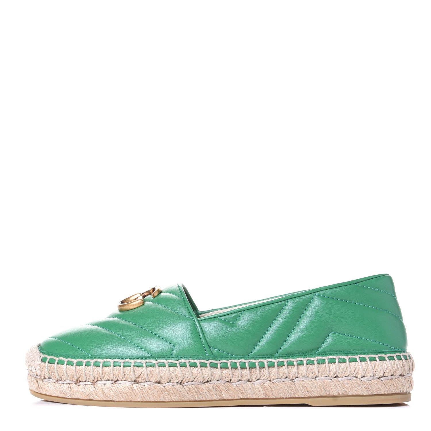 Gucci Nappa Matelasse GG Marmont Espadrilles 36 New Shamarock 1 of 11