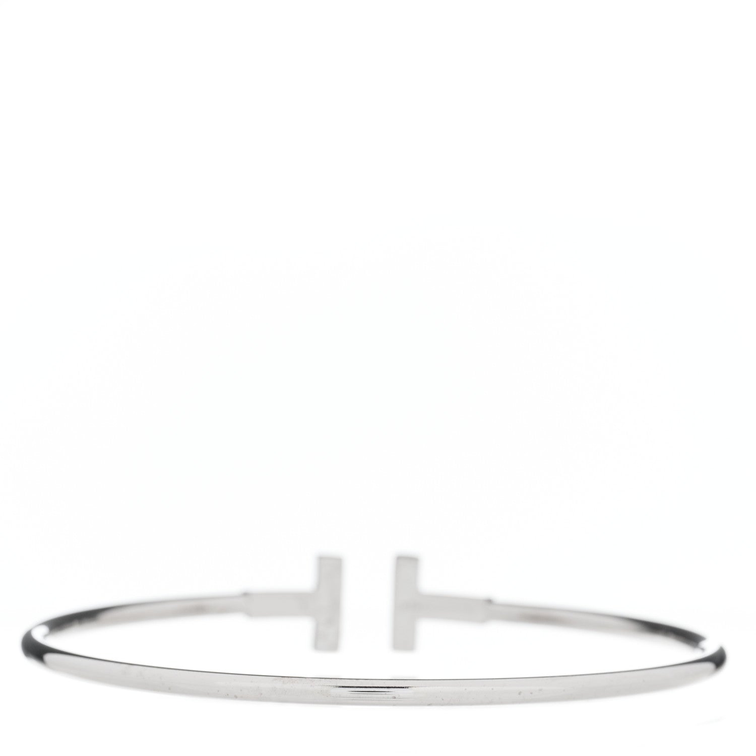 Tiffany 18K White Gold Diamond T Wire Bracelet 2 of 3
