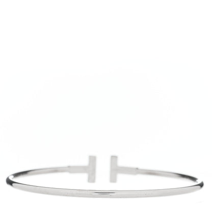 Tiffany 18K White Gold Diamond T Wire Bracelet 2 of 3