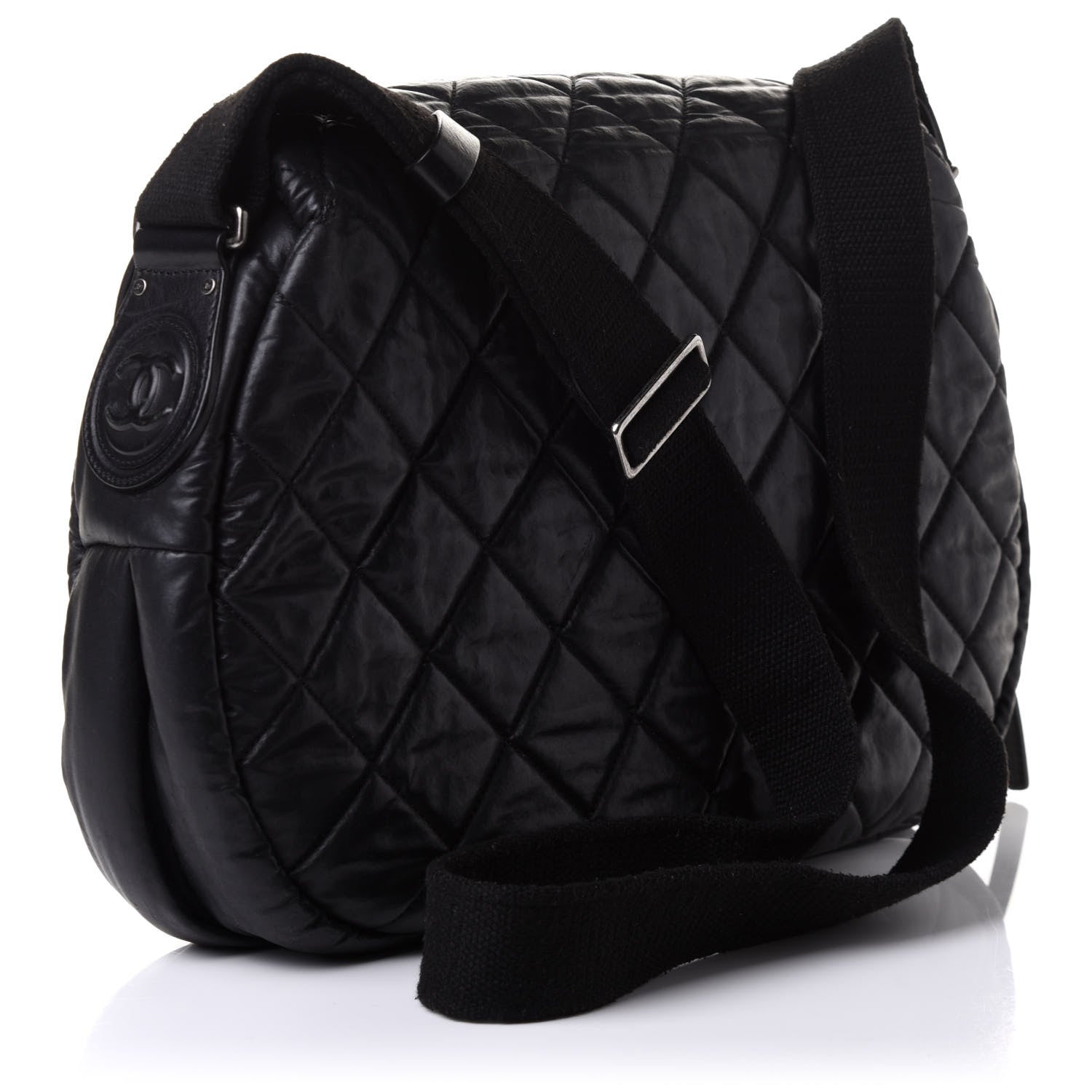 Chanel Coated Canvas Quilted Expandable Messenger Black 3 of 10