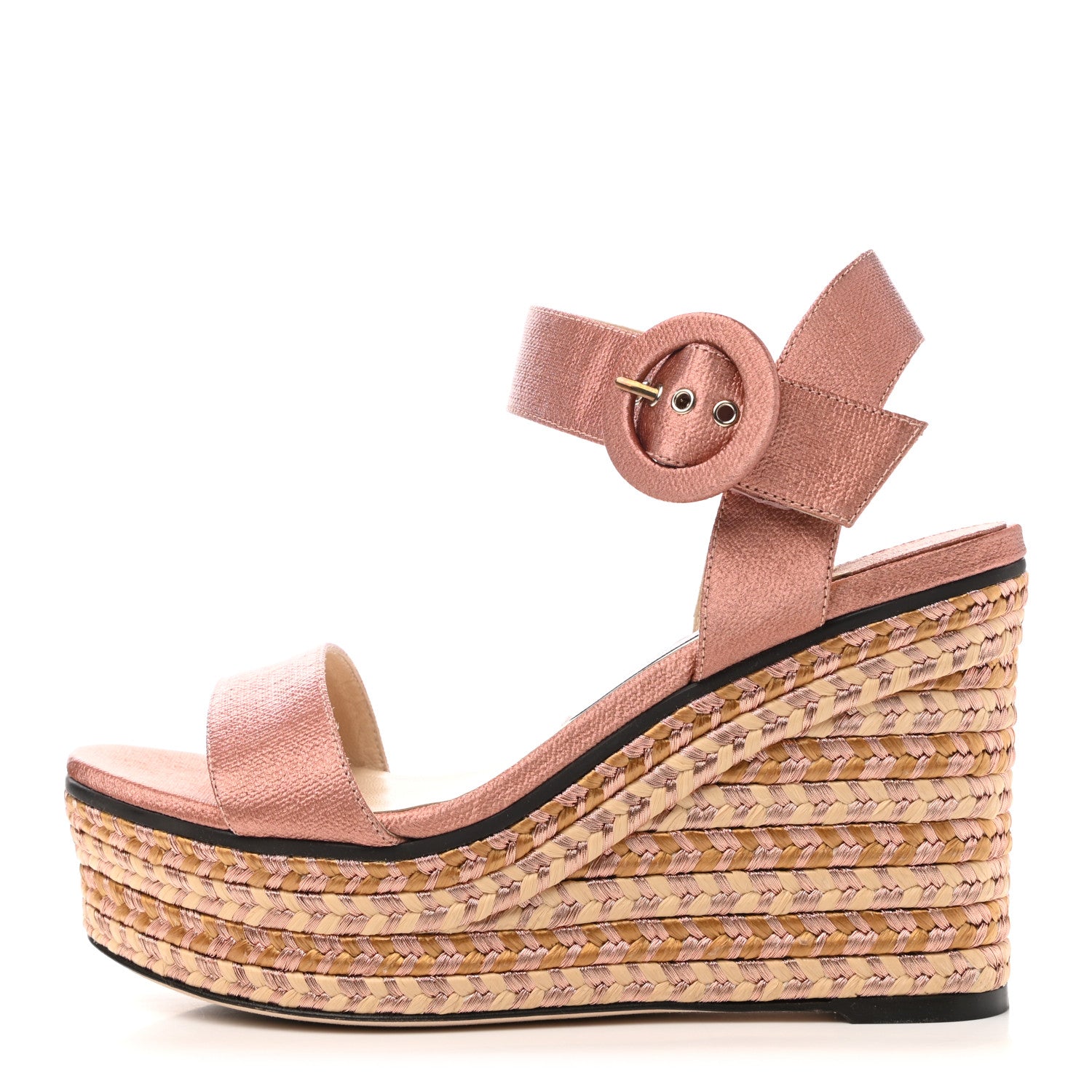 Jimmy Choo Calfskin Abigail 100 Wedge Sandal 39 Rose Gold 1 of 8