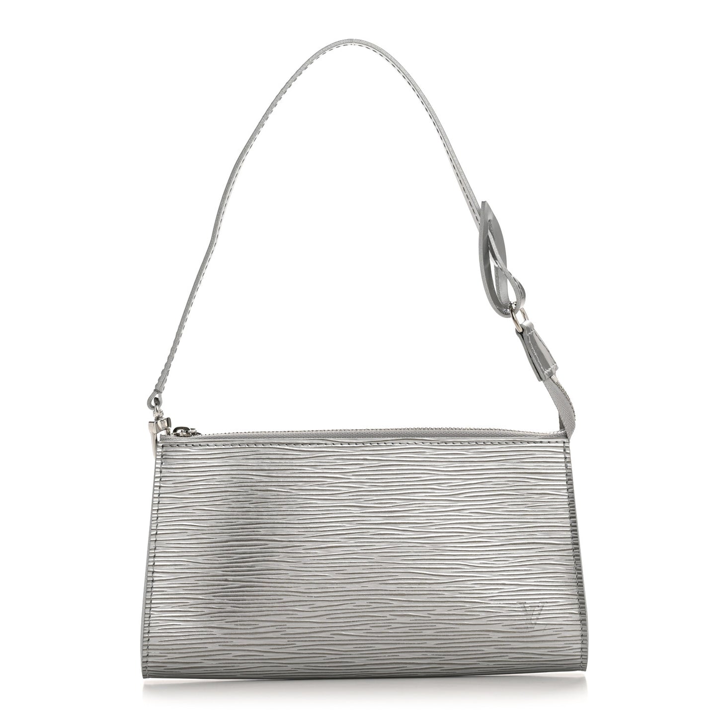 Epi Pochette Accessories Metallic Silver