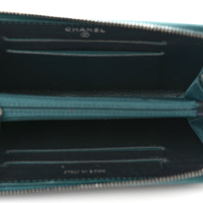 Chanel Iridescent Caviar Quilted Medium Filigree Zip Around Wallet Dark Turquoise 5 of 9