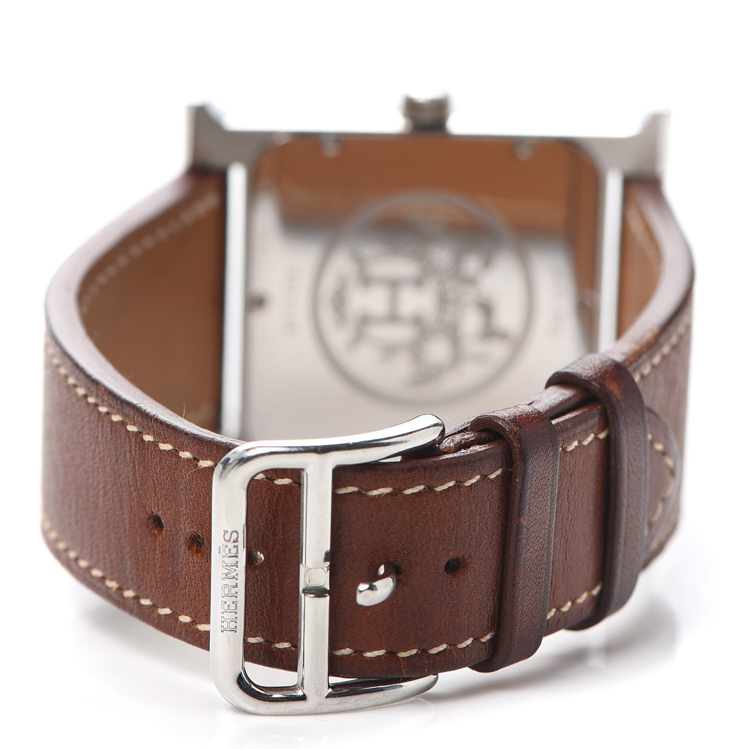 Hermes Stainless Steel Barenia 30.5mm Heure H Hour Quartz Watch Fauve 3 of 5