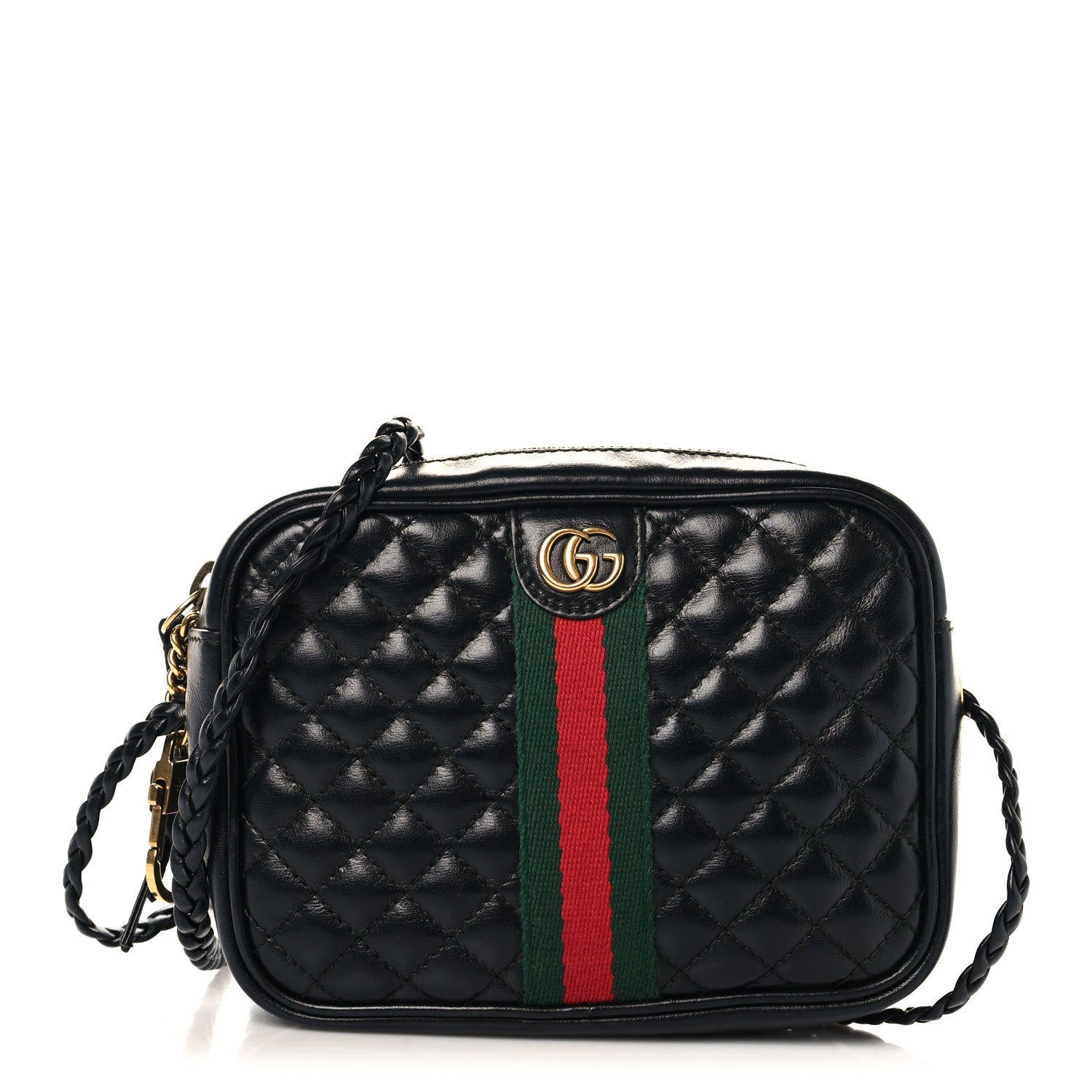 Gucci Calfskin Trapuntata Web Mini GG Shoulder Bag Black 1 of 10