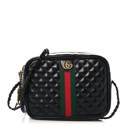 Gucci Calfskin Trapuntata Web Mini GG Shoulder Bag Black 1 of 10