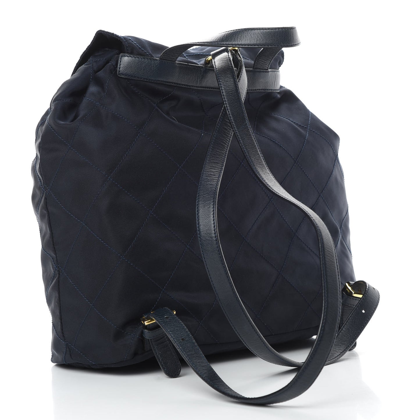 Tessuto Nylon Vela Quilted Chain Backpack Navy