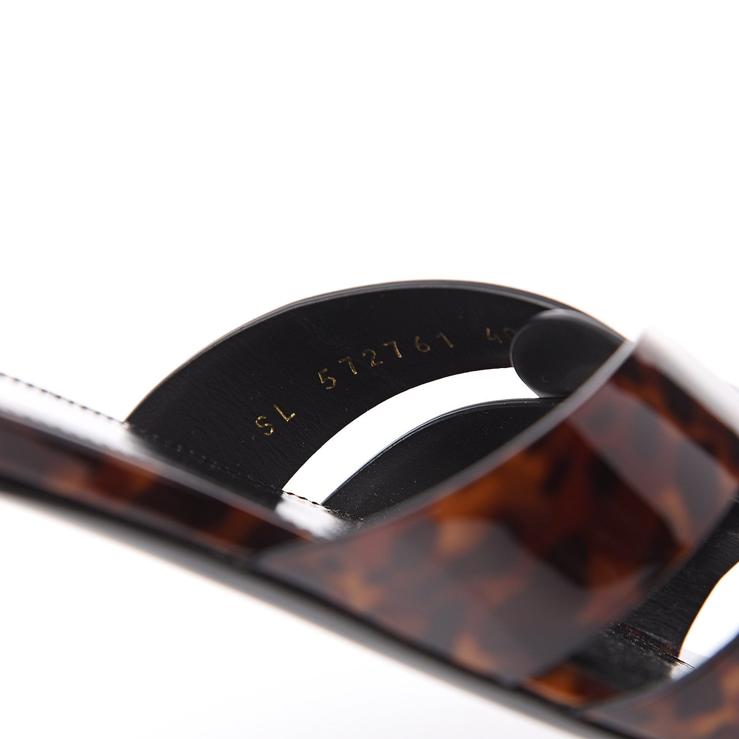 Saint Laurent Patent Calfskin Nu Pied 05 Slide Sandals 40 Tortoise 8 of 8