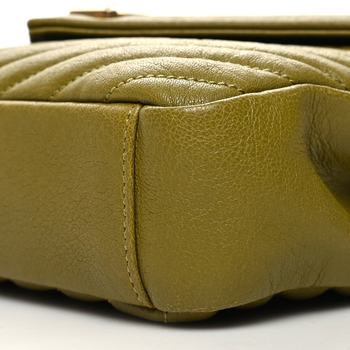 Sheepskin Matelasse Chevron Monogram Medium College Bag Olive