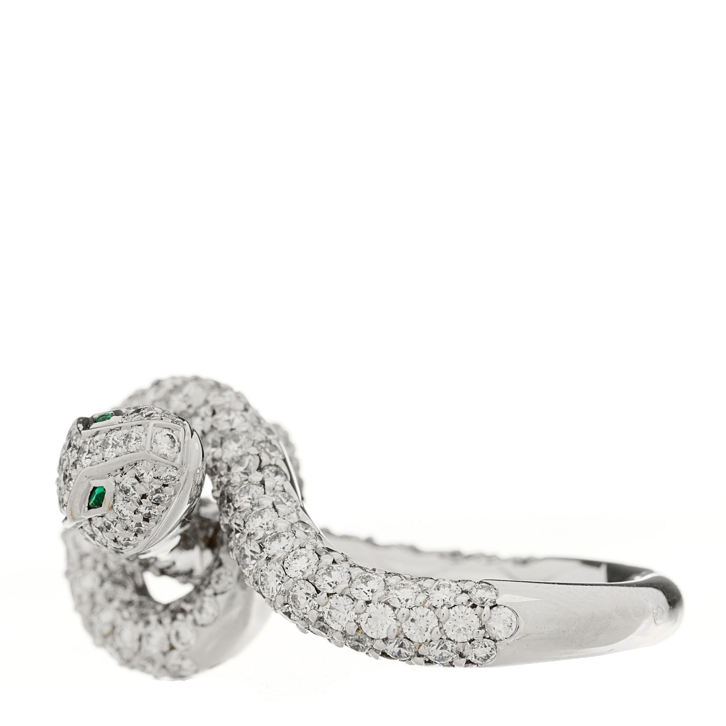 18K White Gold Diamond Kaa Snake Ring 54 6.75