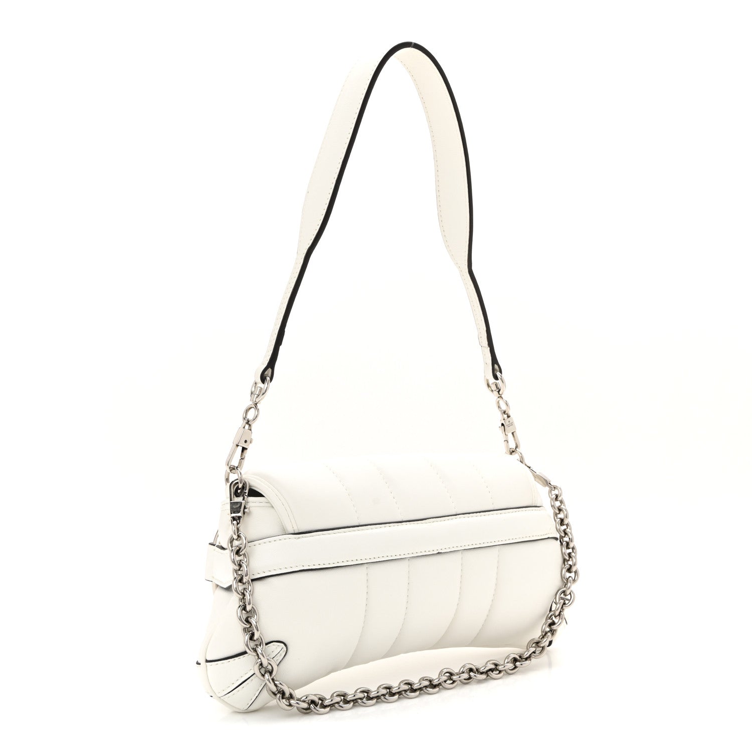 Gucci Nappa Vertical Matelasse Small Maxi Horsebit Chain Shoulder Bag Great White 3 of 12