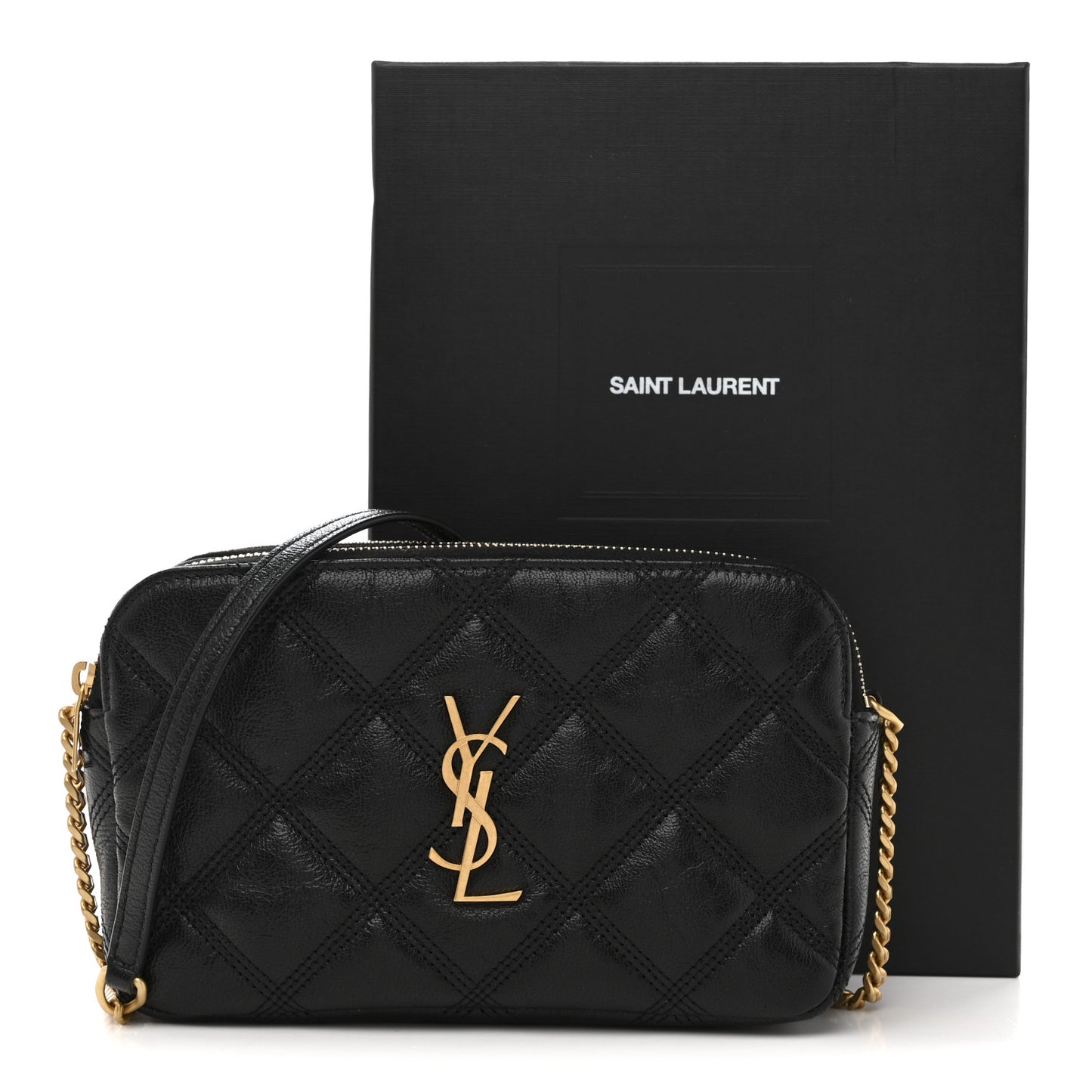 Grained Lambskin Quilted Mini Becky Double Zip Bag Black