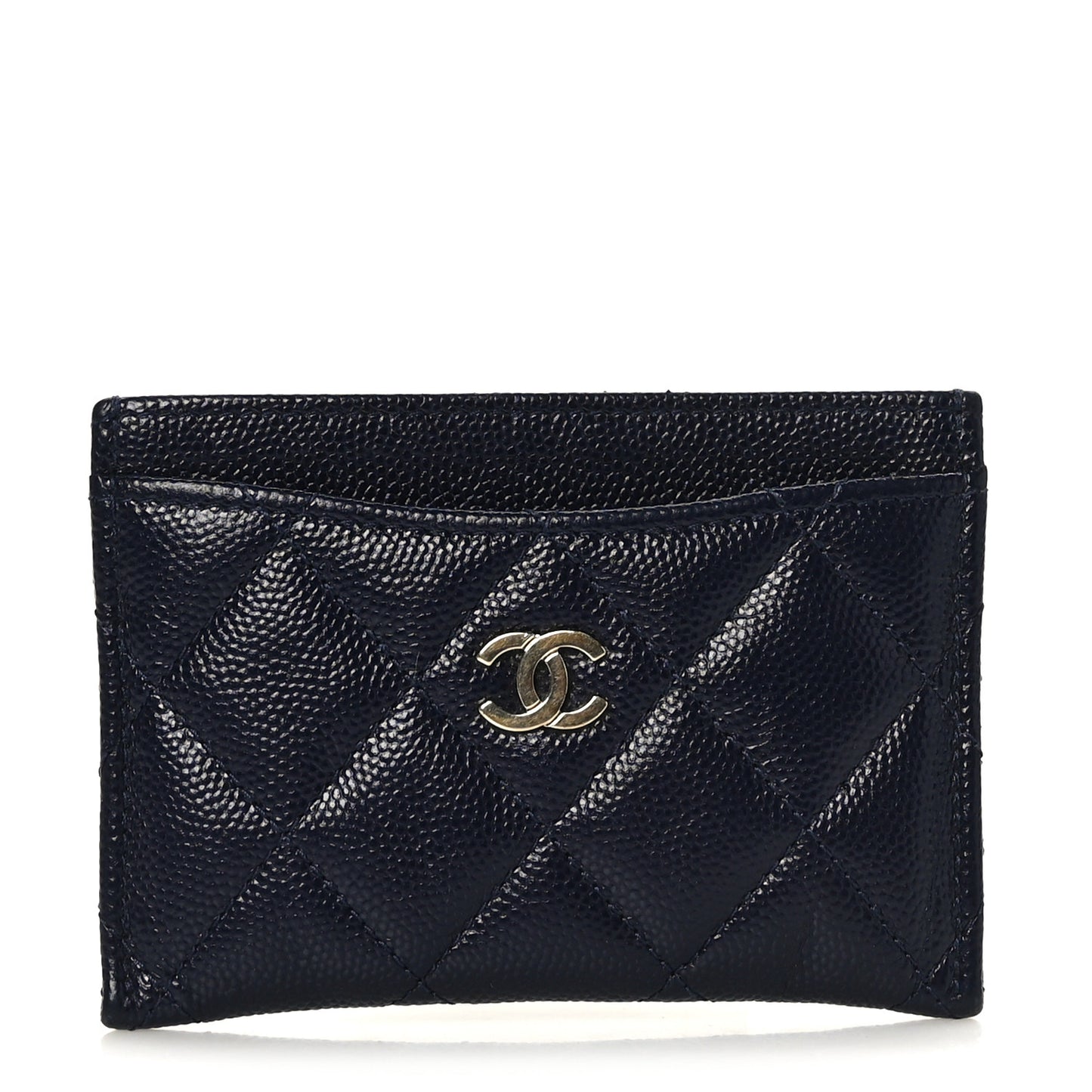 Caviar Quilted Card Holder Navy