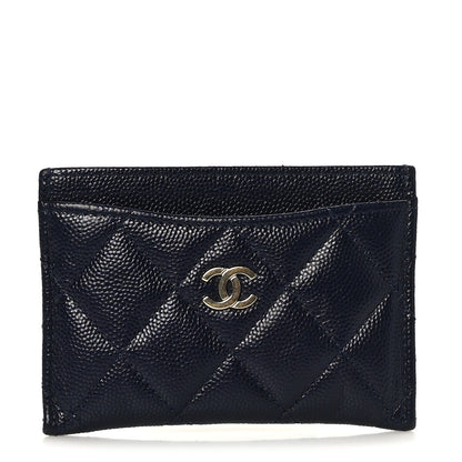 Chanel Caviar Quilted Card Holder Navy 1 of 8