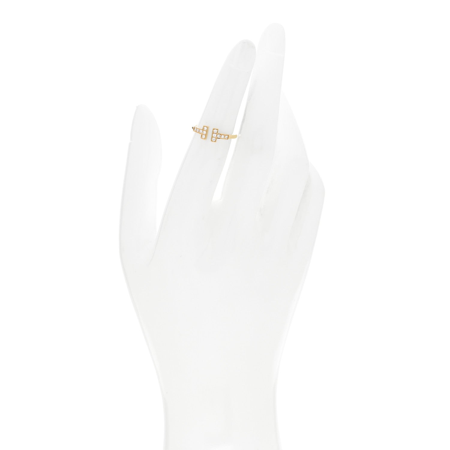 Tiffany 18K Yellow Gold Diamond T Wire Ring 49 4.75 2 of 4