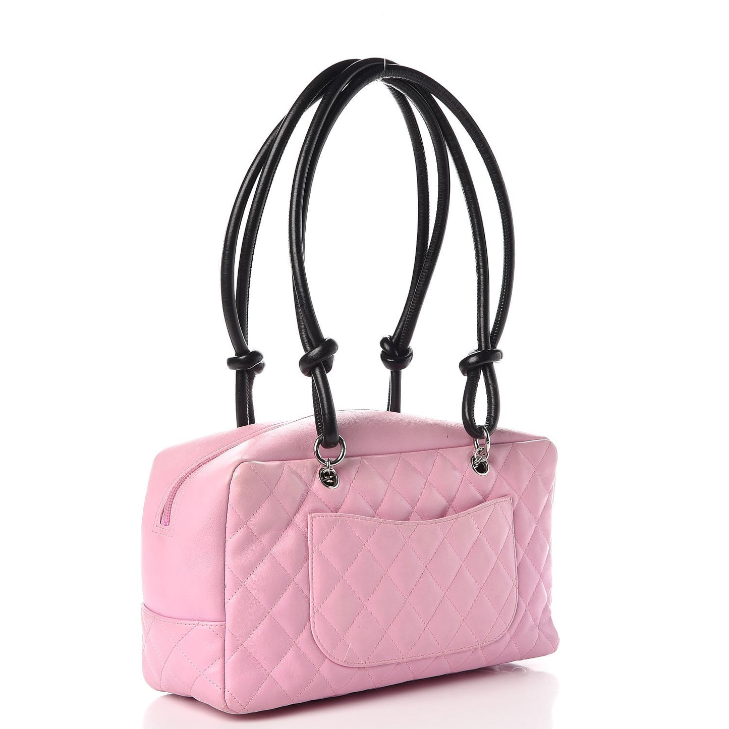 Calfskin Quilted Large Cambon Bowler Pink Black