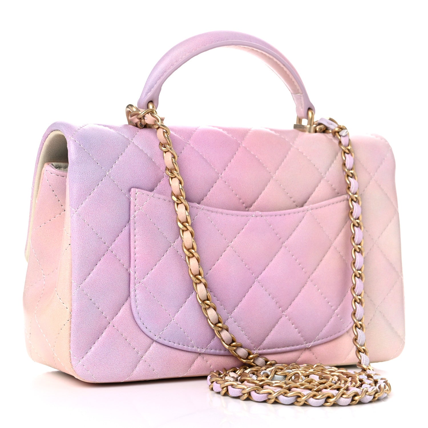 Chanel Lambskin Quilted Ombre Mini Top Handle Rectangular Flap Pink Multicolor 3 of 10