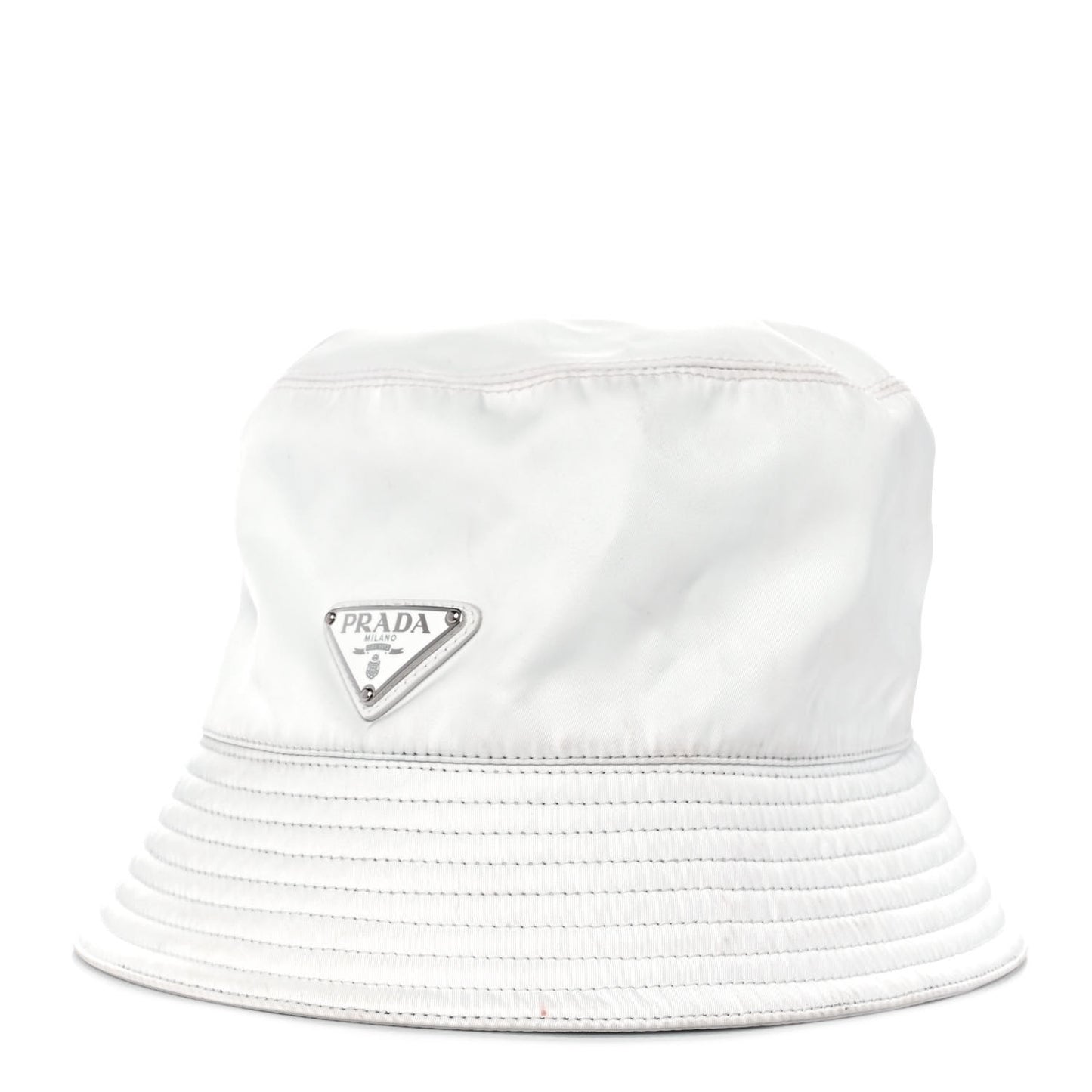 Re-Nylon Metal Triangle Logo Womens Bucket Hat M White
